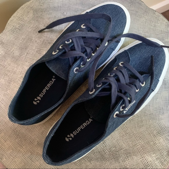 Superga Classic 39.5 ~  Blue Metallic 2750 Cotu Sneakers - Picture 4 of 10